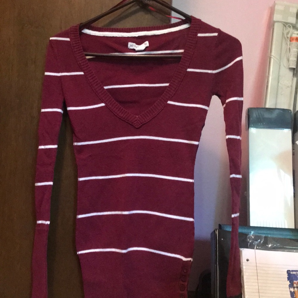 Maroon Striped Sweater
